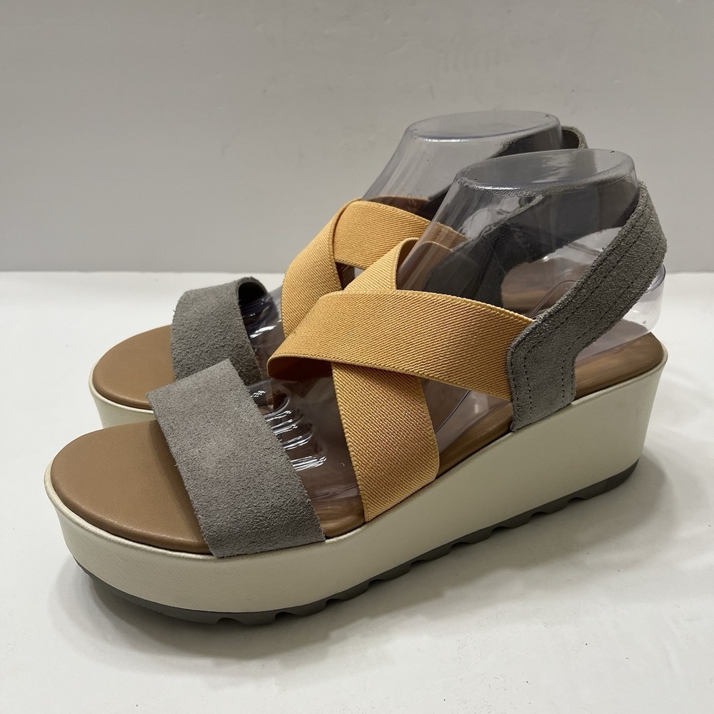 Sorel Wome' Cameron Flatform Sandals Size 10 Multi Colored Strappy Stretch Boho